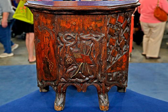 Appraisal: Patriotic Pyrography Cabinet, ca. 1910, from Jacksonville Hour 2.