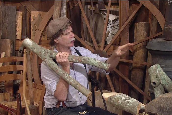 An old shaving horse shows how the natural shapes make the strongest wooden construction.