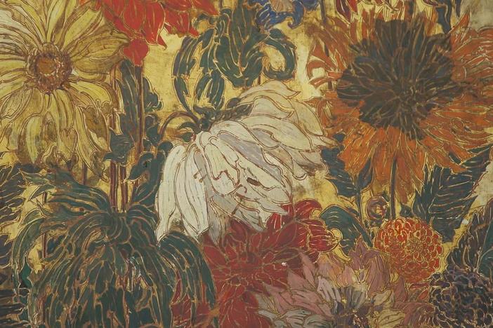 Appraisal: M. Elizabeth Price Painted Floral Screen, ca. 1930