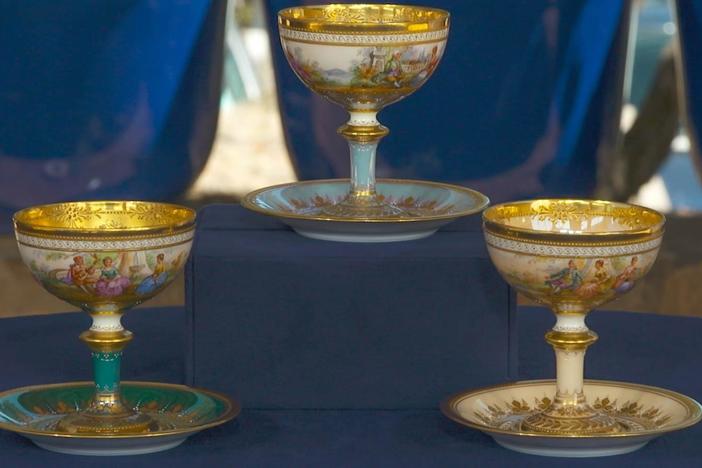 Appraisal: Ambrosius Lamm Sherbet Cups & Saucers, ca. 1900