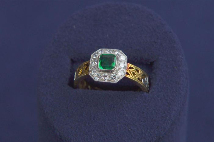 Appraisal: Diamond & Emerald Conversion Ring, ca. 1920