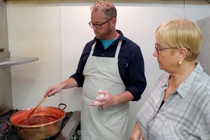 Lidia takes a tour of American Spoon Jam, in Petoskey, Minnesota.