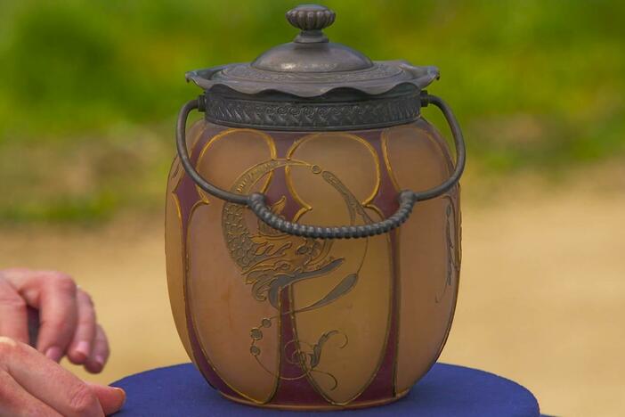Appraisal: Mt. Washington Royal Flemish Glass Biscuit Jar, ca. 1894