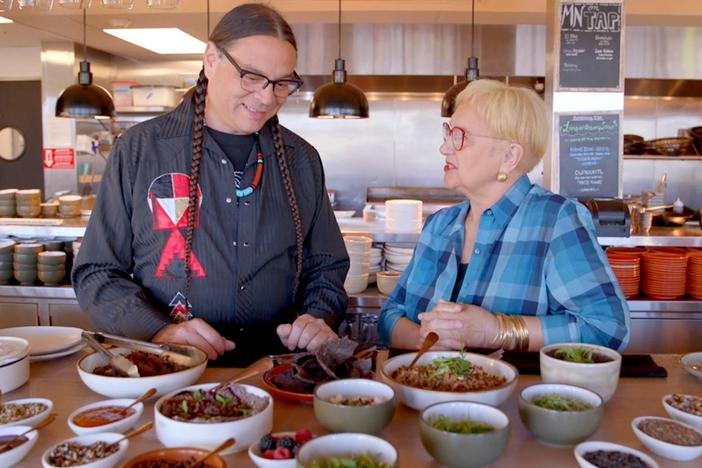 Lidia meets James Beard winner Sean Sherman to sample the fare at his upscale restaurant, Owamni.
