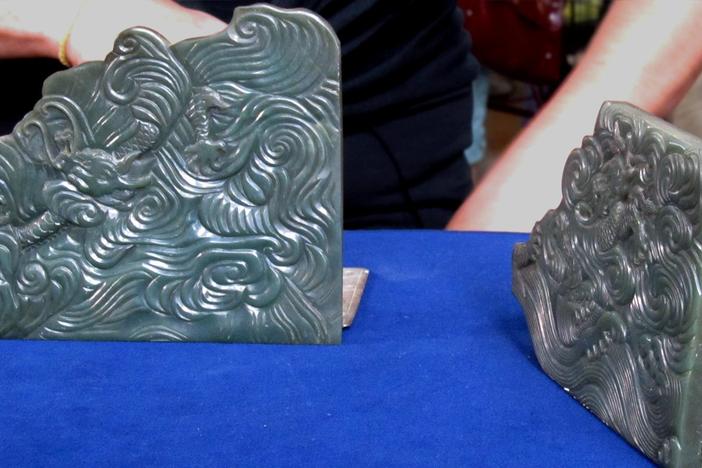 Appraisal: Chinese Carved Jade Bookends, from Eugene Hour 2