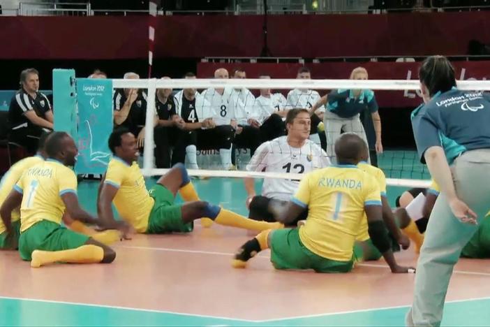 Rwanda's sitting volleyball team competes in the London 2012 Paralympics.