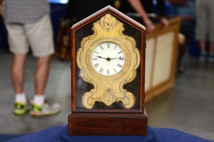 Appraisal: C. Jerome Foil-front Mantel Clock, ca. 1845, from Salt Lake City Hour 2