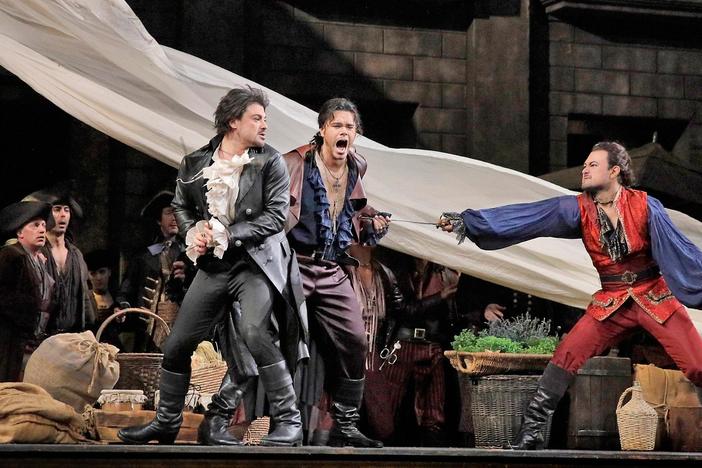 The Capulets and Montagues fight in Gounod’s Roméo et Juliette opera.