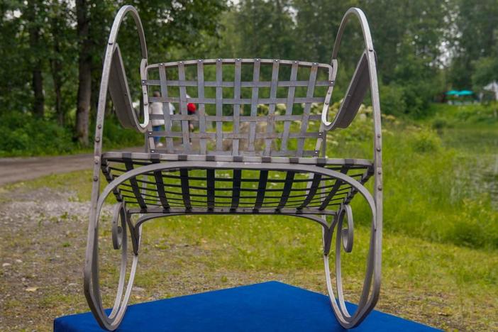 Appraisal: George C. Hyde Aluminum & Brass Rocking Chair, ca. 1928