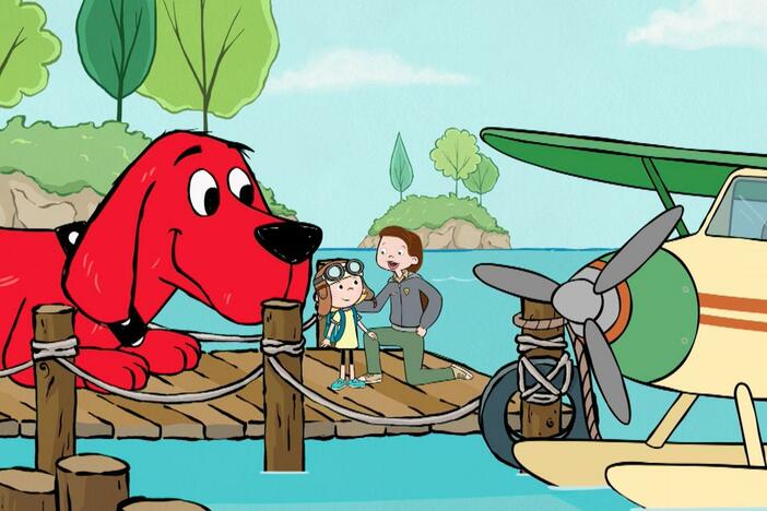 Aunt Violet brings an airplane-shaped kite to fly. / Pablo's dog Hero wants to be a hero!