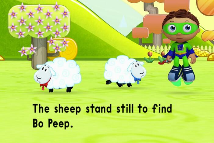 Super Why changes the story to help the sheep find Bo Peep