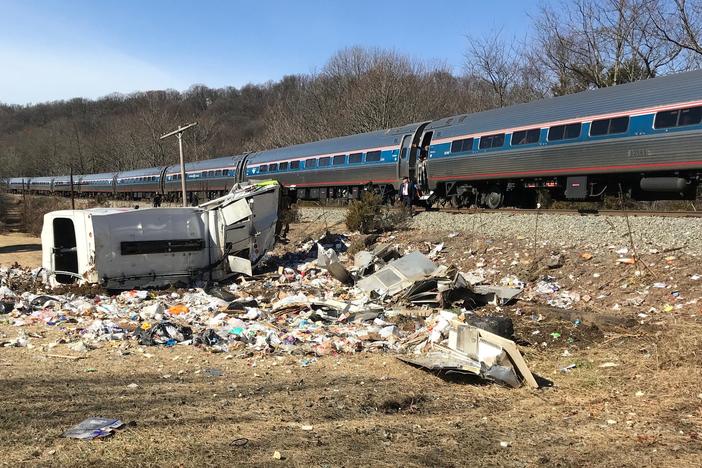 A train carrying Republican members of Congress collided with a garbage truck in Virginia.