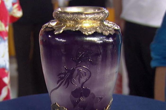 Appraisal: Silver Mounted Gallé Vase, ca. 1900, from Seattle Hour 3.