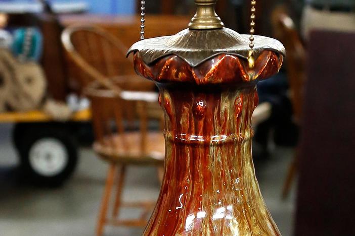 Appraisal: Dalpayrat Lamp with Katona Iron Mount, from Boise Hour 2.