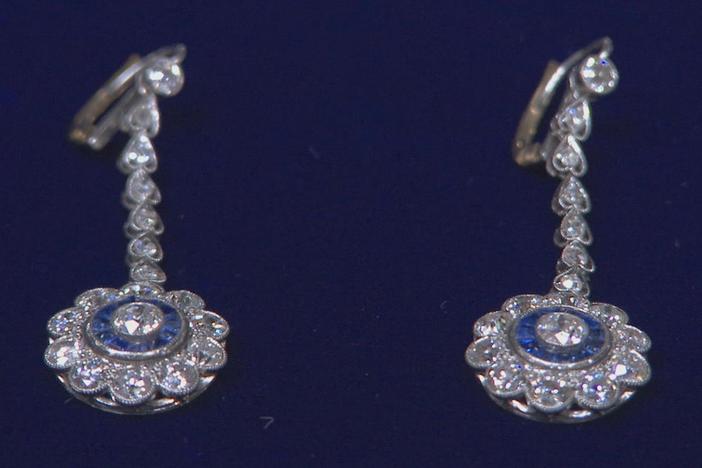 Appraisal: Diamond & Sapphire Earrings, ca. 1945, in Celebrating Latino Heritage.