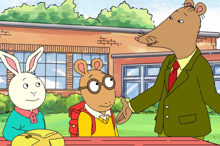 Mr. Ratburn gives Arthur, Buster, and Francine advice on staying calm when they’re feeling