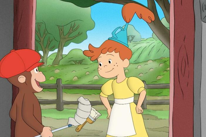 George learns all about his shadow./George celebrates Founders Day in the country.