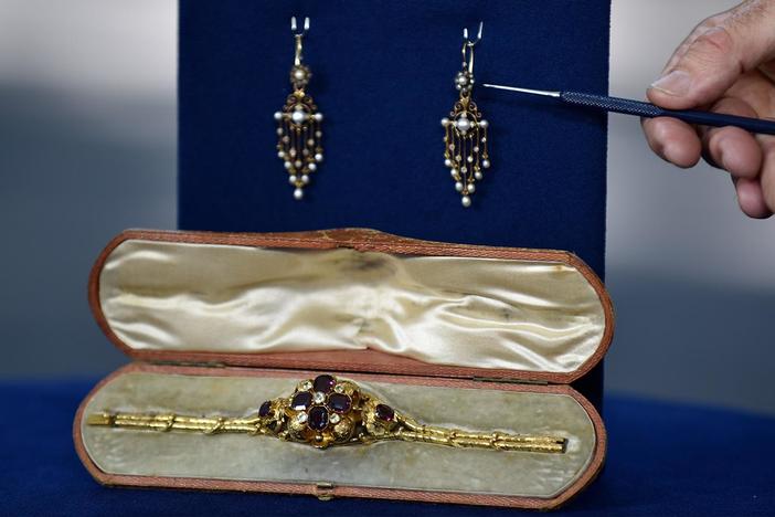 Appraisal: Chandelier Earrings & Georgian Bracelet