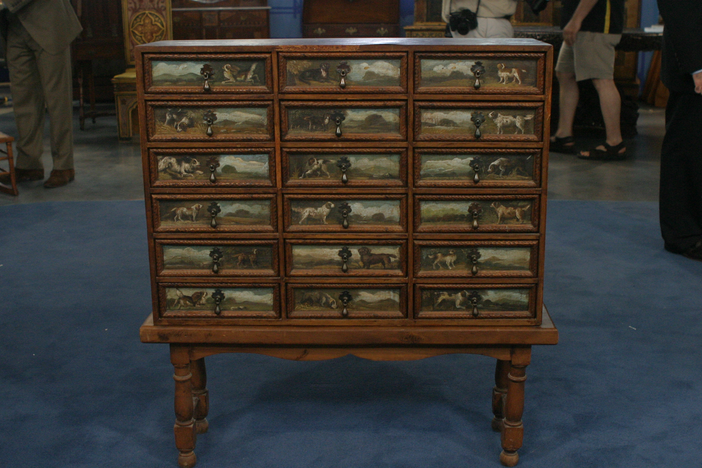 Appraisal: Painted Collector's Cabinet, ca. 1900, in Vintage Omaha.