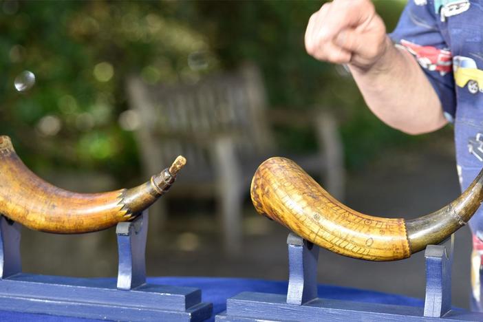 Appraisal: 1758 & 1779 Massachusetts Carved Powder Horns