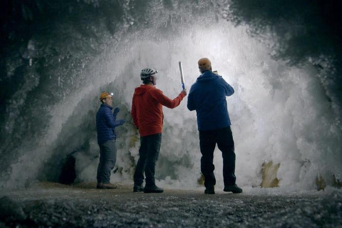 Explore this spectacular, icy cave.