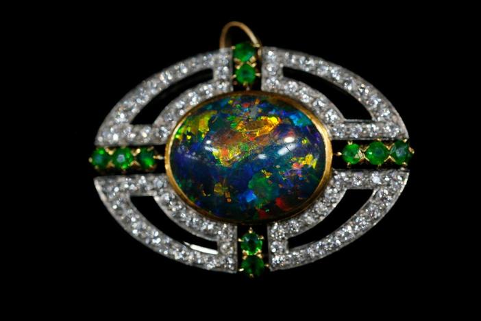 Appraisal: Shreve & Co. Black Opal Brooch, ca. 1910
