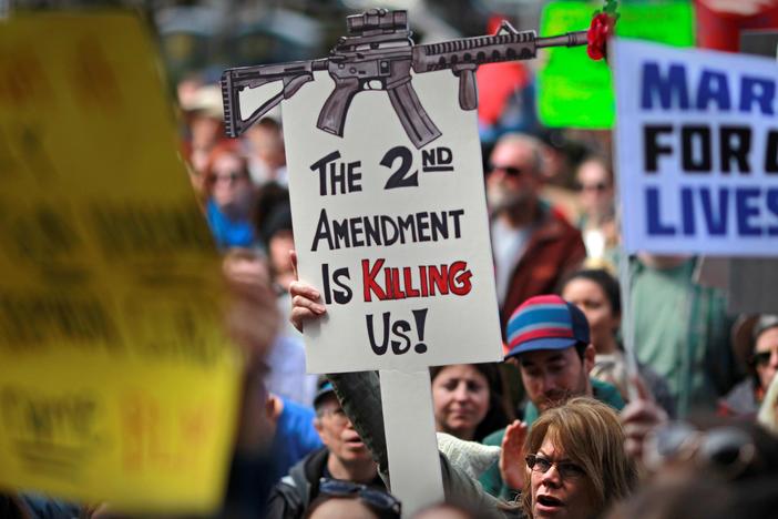 Students speak on gun violence at the March for Our Lives