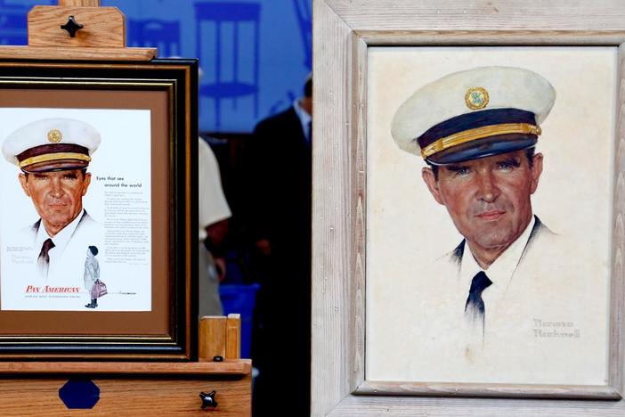 Appraisal: Norman Rockwell "Portrait of a Pilot" Oil, from Anaheim Hour 1.