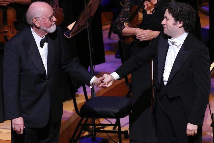 Composer John Williams is paid tribute at the LA Phil's gala opening night concert.