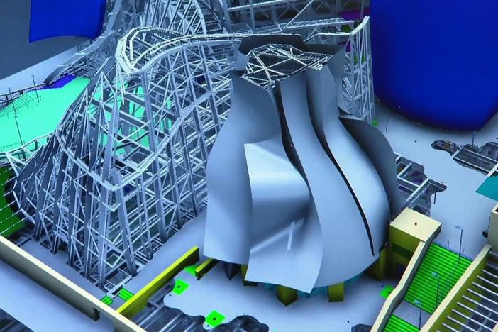 Gehry utilized sophisticated computer software called CATIA in his design.