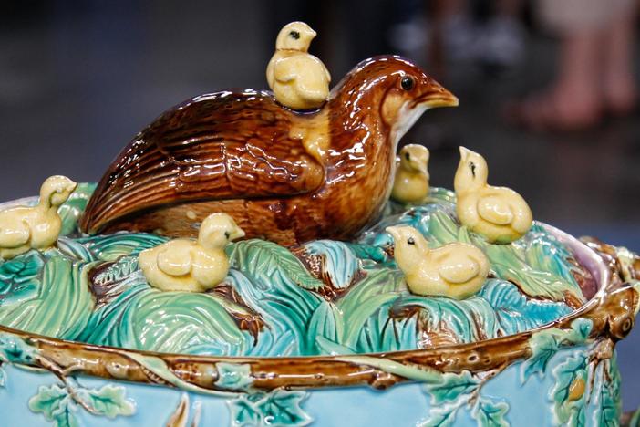Appraisal: George Jones Majolica Game-Pie Dish, from Myrtle Beach Hour 3.