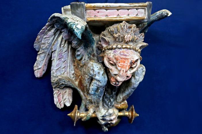 Appraisal: Gargoyle Pottery Wall Bracket, ca. 1880, from Kooky & Spooky.