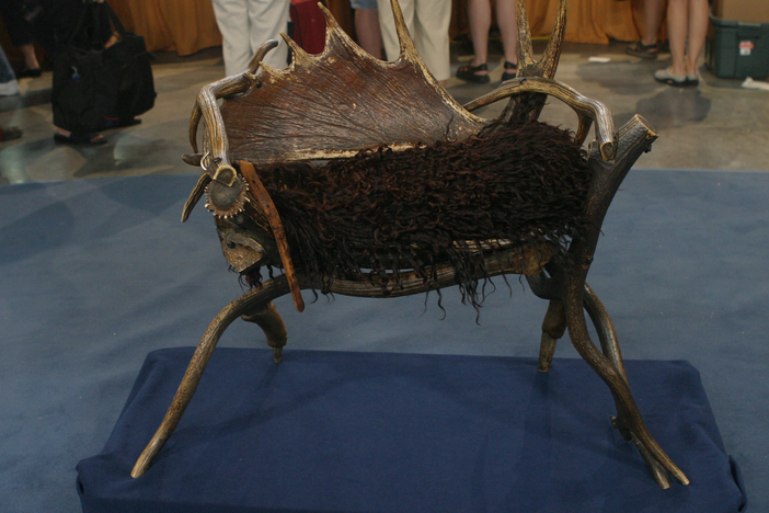 Appraisal: Moose & Elk Chair & Woolies, in Vintage Omaha.