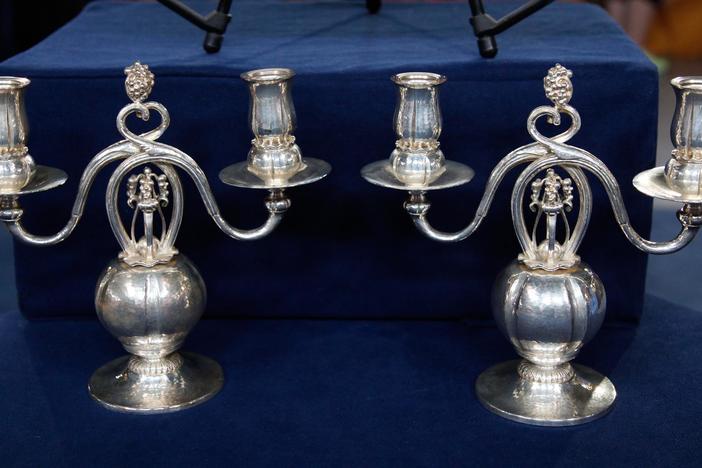 Appraisal: Georg Jensen-Style Candelabra, ca. 1950, from Seattle Hour 3.