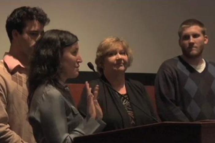 Director Heather Courtney answers questions from the Washington, D.C., audience.