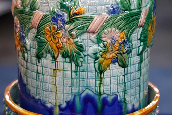 Appraisal: Reproduction Victorian Majolica Cheese Stand & Cover, from Rapid City Hour 2.