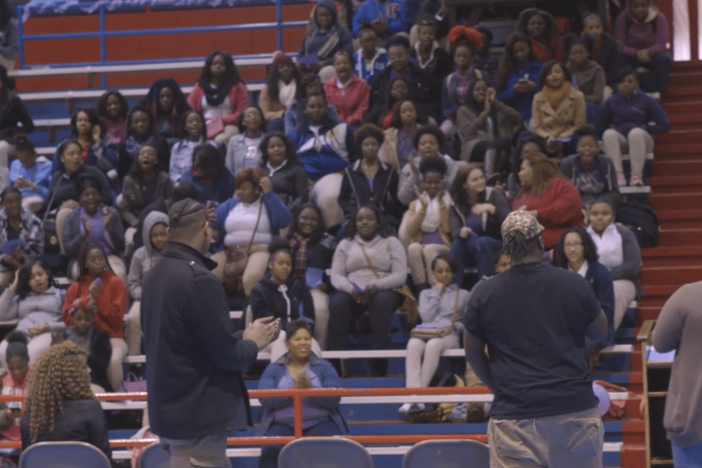 The Central High Rap Squad performs at the Female Empowerment assembly.