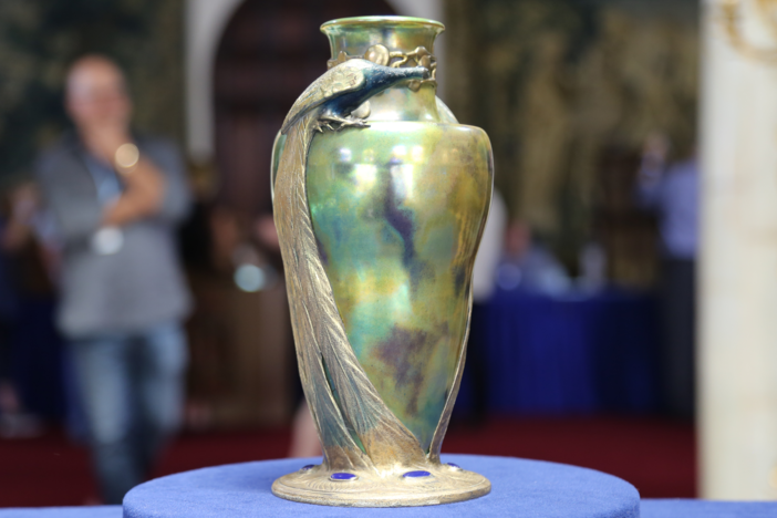 Appraisal: Zolsnay Peacock Vase, ca. 1905