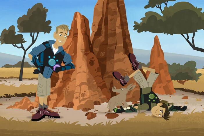 Martin and Chris stumble upon a giant termite mound and a colony of termites.