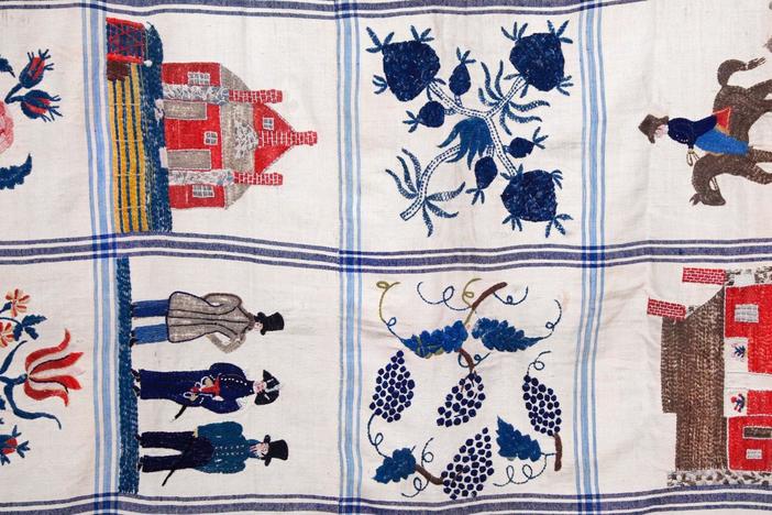 Appraisal: 1830 American Embroidered Bedcover, from San Diego Hour 3