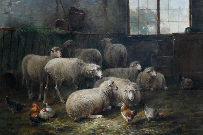 Appraisal: Cornelis van Leemputten Oil Painting, ca. 1885, from Spokane Hour 2.