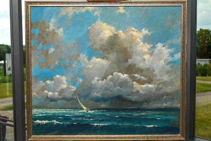 Appraisal: Eric Sloane Sea and Sky — Squall Line Oil, ca. 1950