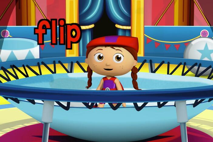 When Landon is too scared to perform the trampoline act, Wonder Red takes his place. 