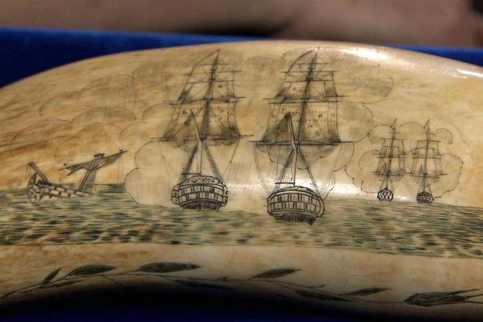 Appraisal: Scrimshaw Whale Tooth, ca. 1850, from Omaha Hr 2.