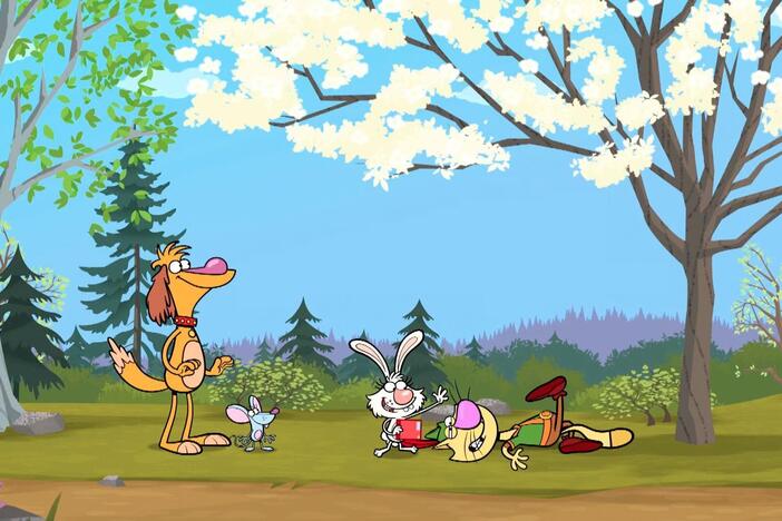 The gang is playing Daisy's favorite online game: Spring Hunter 3000!