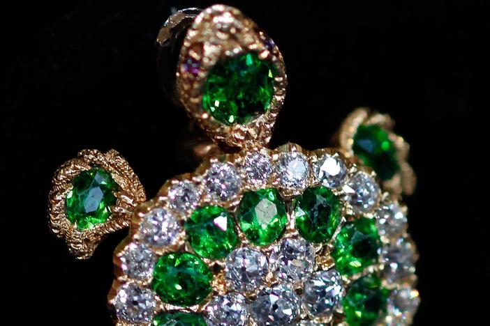 Appraisal: Demantoid, Diamond & Ruby Brooch, ca. 1890, from Pittsburgh Hour 1