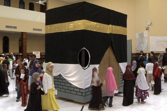 Muslim children at this Virginia Islamic center participate in a mock pilgrimage.