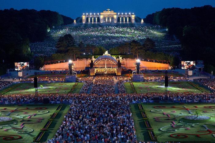 Conductor Gustavo Dudamel leads the 4th annual Vienna Philharmonic Summer Night concert.
