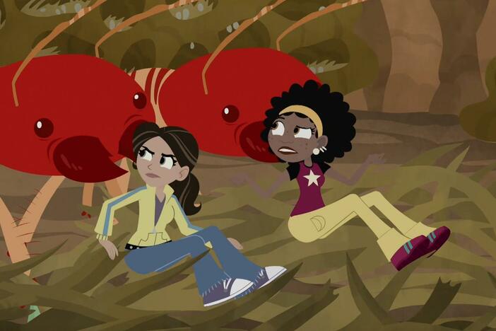 Aviva and Koki get carried by termites to the place where their food is made.