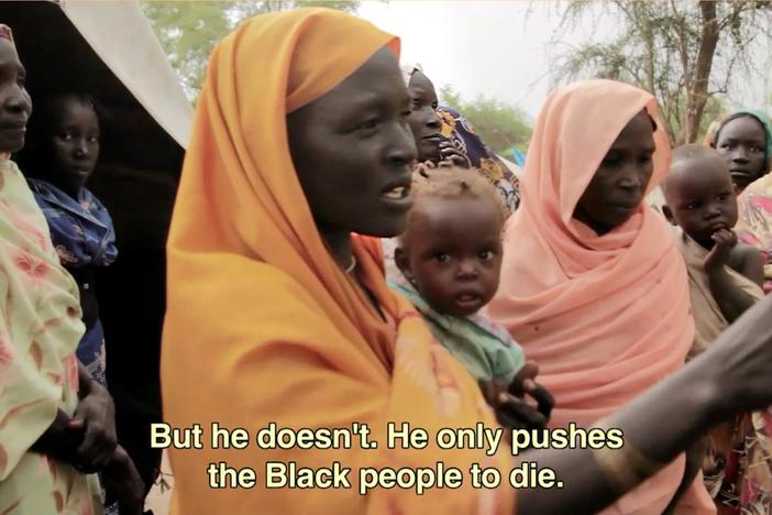 Rabha derides Omar al Bashir for sending young black children to fight his wars.